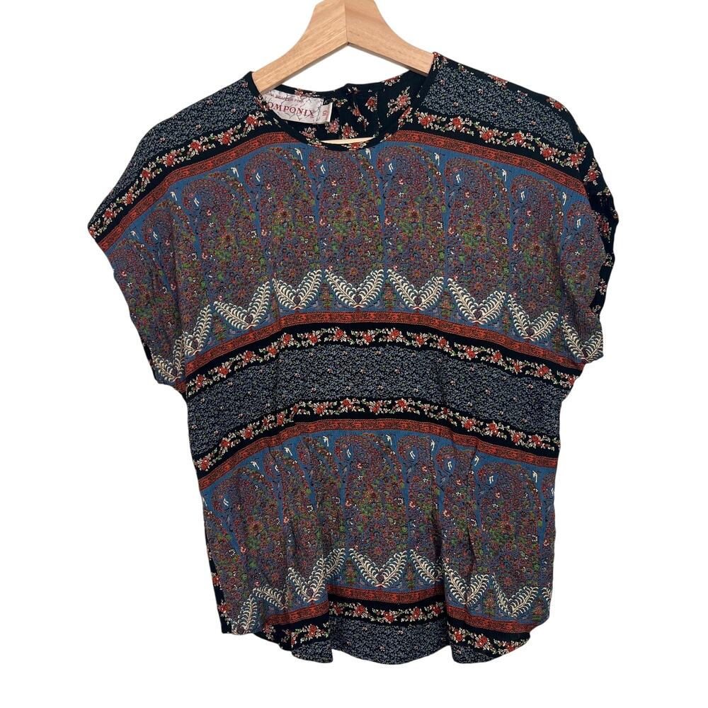 Vtg. Marsha Brander for‎ Componix Women's Sz 10 Boho Floral Paisley Top 80s 90s